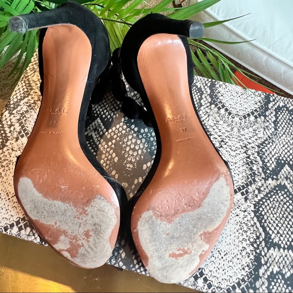 ALAIA Black Bombe Suede Ankle Strap Stilettos - Picture 15 of 17